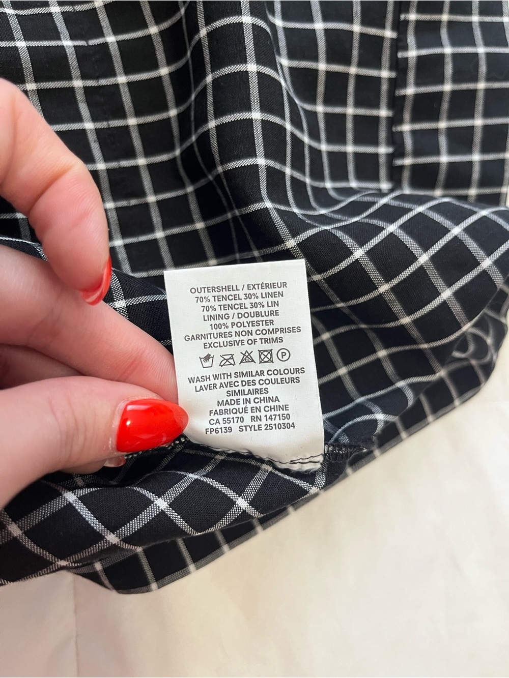 Frank and Oak Black & White Grid Button-Front Pocket Dress size small *runslarge - Picture 5 of 8